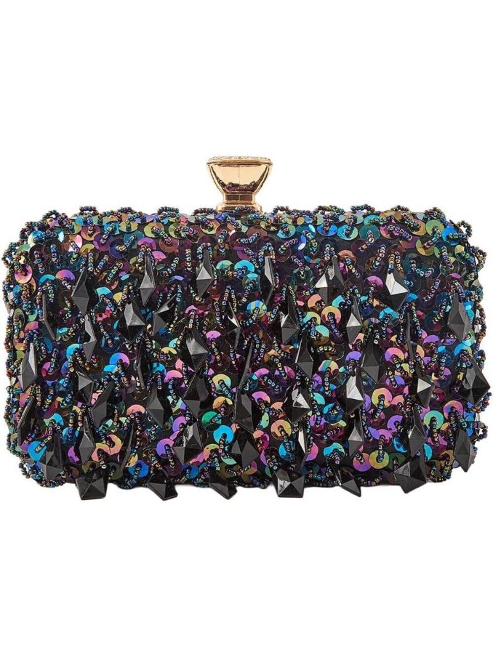 Women's Black Iridescent Bling Evening Bag Fashion Embroidered Sequin Clutch